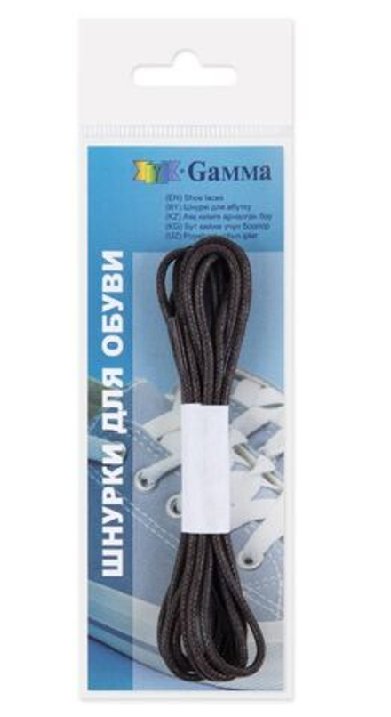 Шнурки "Gamma" ХБВ 60/2 вощеные 2 мм 60 см, 1 пара, цв. коричневый