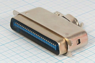 Разъем CENTRONICS вилка, шаг P2.16, контакты 50C, монтаж на кабель, кожух металл, CENC-50M #21