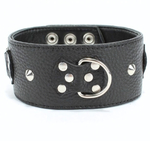 Черный кожаный ошейник с короткими шипами (Цвет: черный)