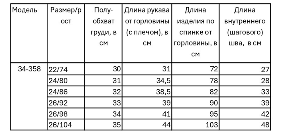 Комбинезон с начесом для девочки 2-8 лет Fleur de Vie