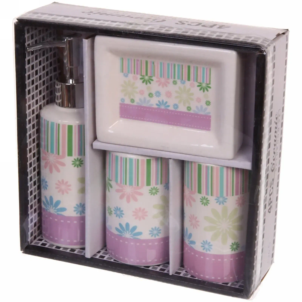 Набор для ванной из 4-х предметов керамический «Салют» фиолетовый