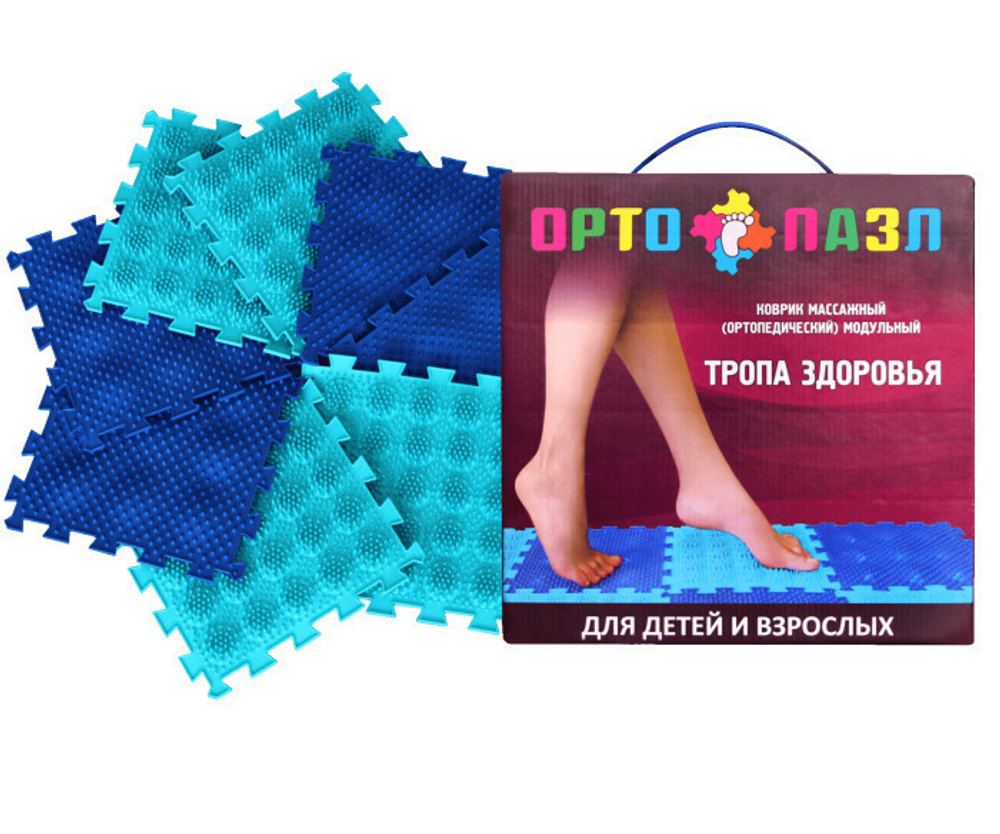 Коврик массажный (ортопедический) модульный "ОРТО ПАЗЛ" МИКС "Тропа Здоровья", 8 модулей