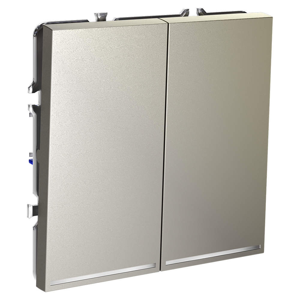 Выключатель встраиваемый VOLTUM S70 двухклавишный с подсветкой 10А, (шелк)