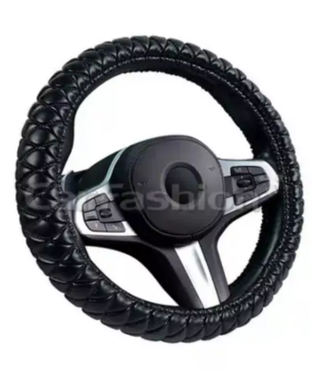 Оплетка на руль круглая CarFashion -L- «VERSAL» 31678 - Экокожа - черный/шов серый