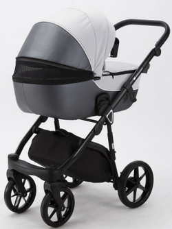 Детская коляска Adamex Bibione 2 в 1 BI-TSB13 (СВ.СЕР.ЖАКАРД+Т.СЕР.ПЕРЛ.КОЖА)