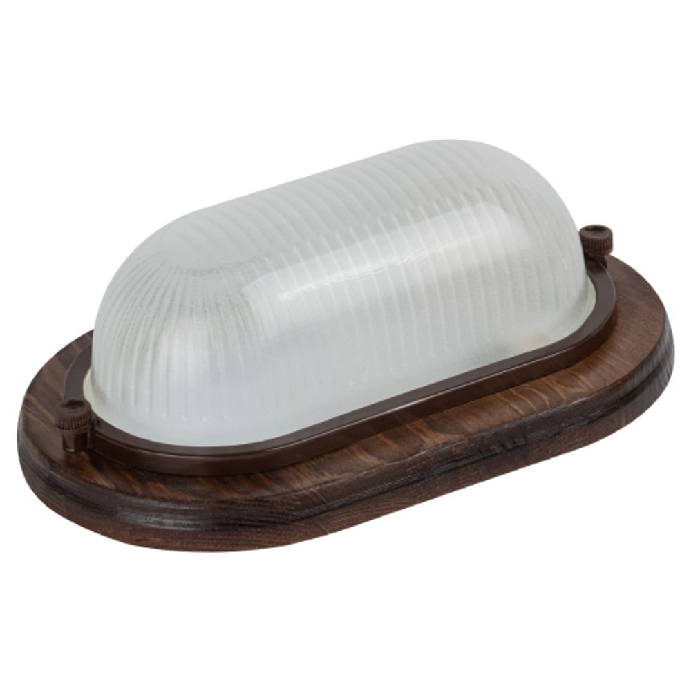 Светильник ЭРА НБО 04-60-021 Кантри дерево/стекло IP54 E27 max 60Вт 232х140 овал орех | Светильники ЖКХ РБ