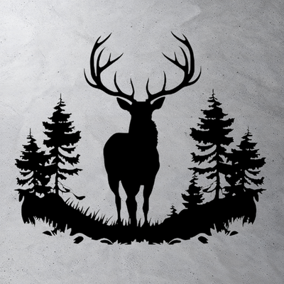 Виниловая наклейка на авто "Силуэт оленя в лесу"