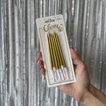 Свечи тортовые классические "Металл" Античное золото с держателями