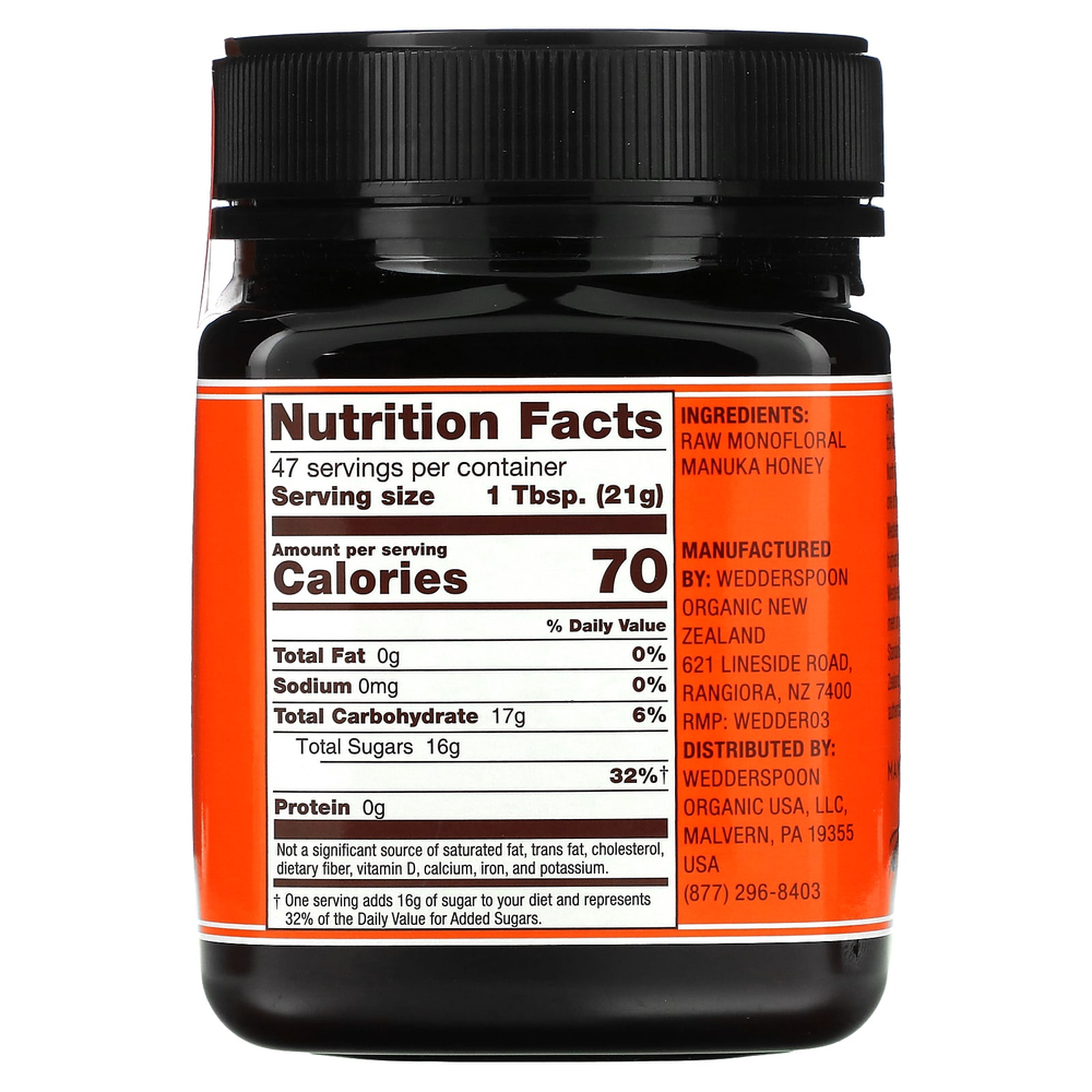 Wedderspoon, необработанный монофлорный мед манука, KFactor 16, 1 кг (2,2 фунта)