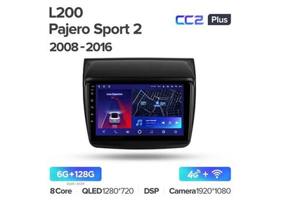 Магнитола Teyes CC2 Plus 6-128 Mitsubishi Pajero Sport 2 L200 Triton 2008-2016 9.0"