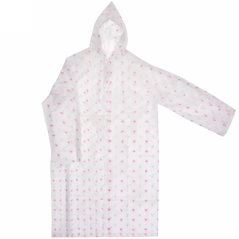 Дождевик-плащ 120 Мкрн 110*62см «Фламинго» с капюшоном и завязками, на кнопках, ДоброСад