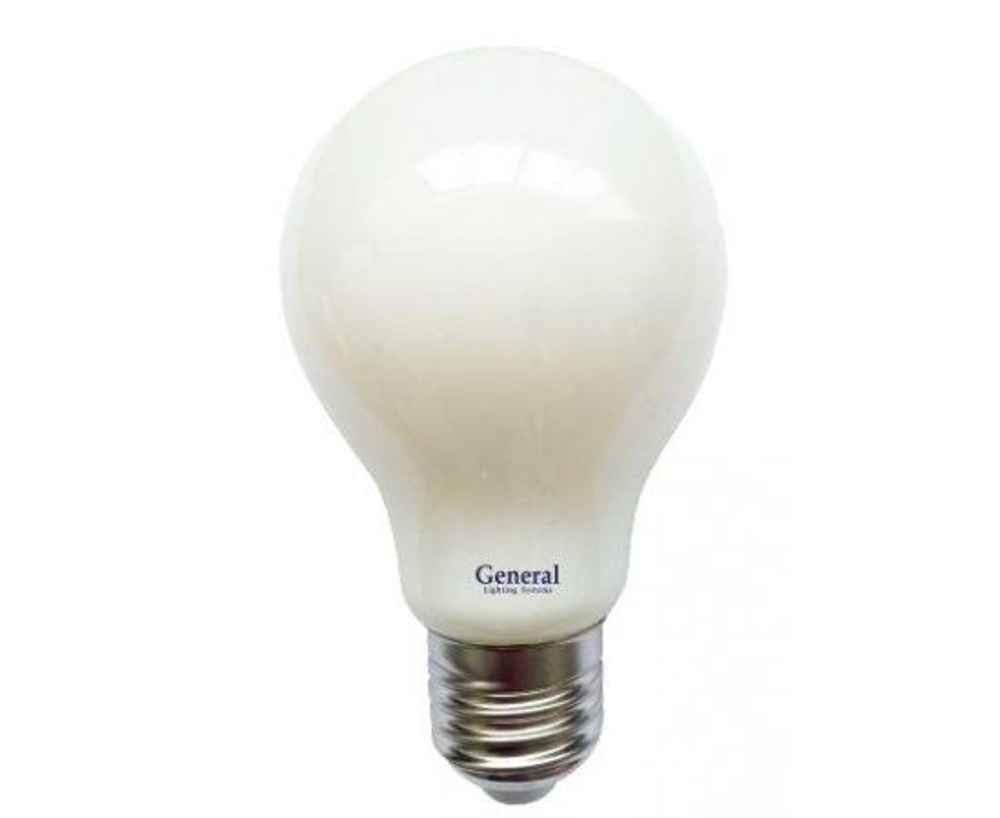 Лапочка General ЛОН A60 E27 10W 6500K 6K 60x105 филамент (нитевидная) прозр. 649300, 1 шт.