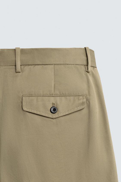 ZARA БРЮКИ WIDE-FIT СО СКЛАДКАМИ, БЕЖЕВЫЙ