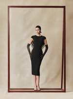 Платье миди из вискозы и шелка с вырезом-хомутом