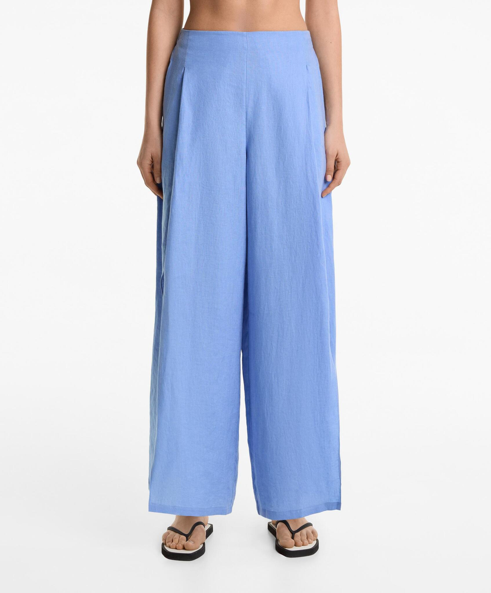 Oysho Брюки из 100%-го льна, голубой