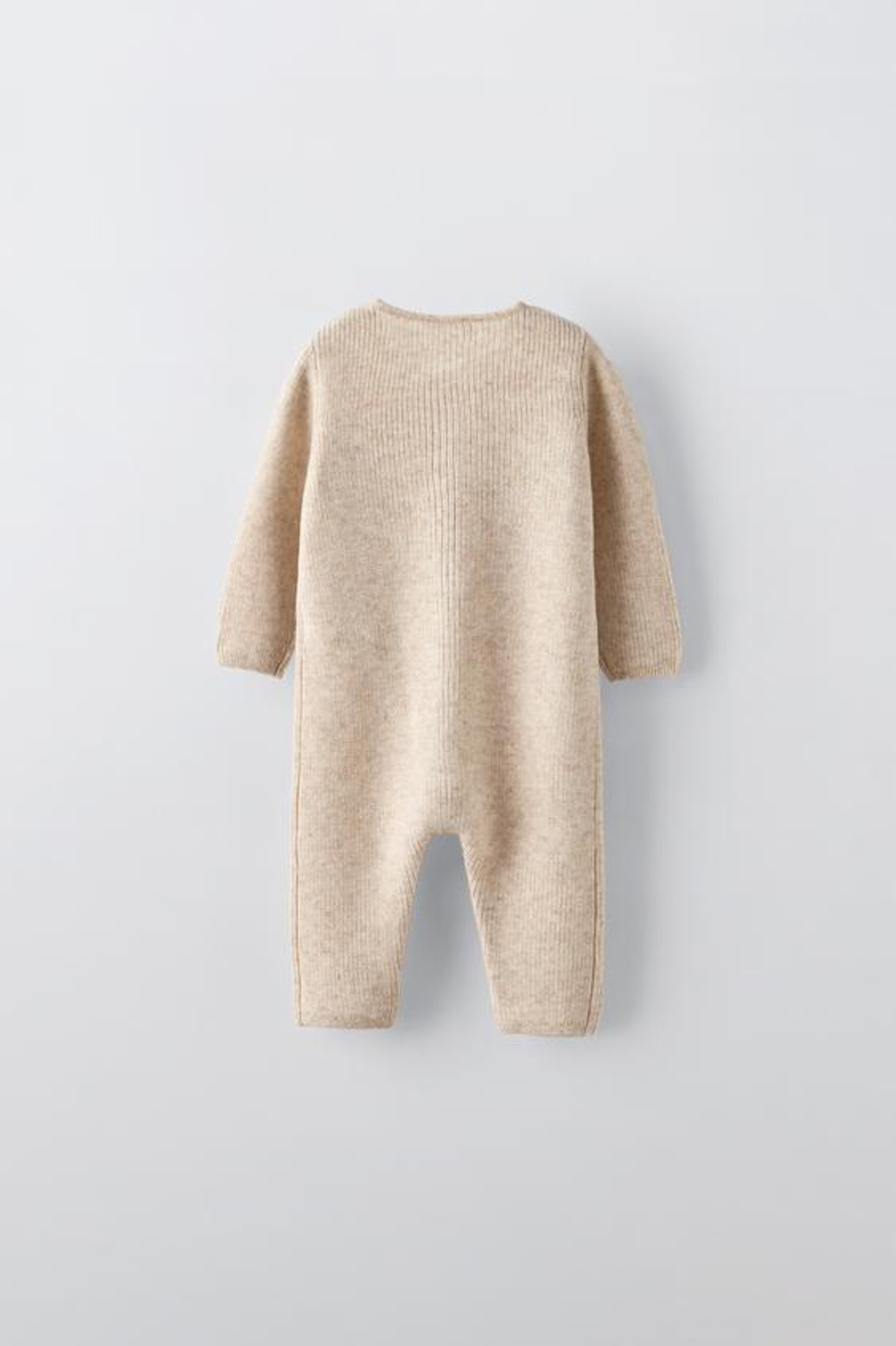 ZARA КОМБИНЕЗОН ИЗ ШЕРСТИ И КАШЕМИРА, ПЕСОЧНЫЙ С МЕЛАНЖЕВЫМ ЭФФЕКТОМ