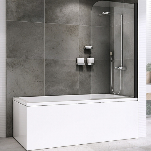 Шторка на ванну Abber Ewiges Wasser 100х140 AG52100B профиль Черный стекло прозрачное