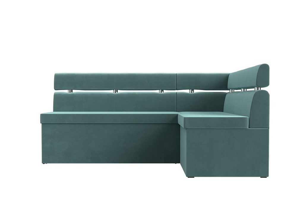 Диван кухонный угловой Классик правый угол, Бирюзовый, Велюр, 117976