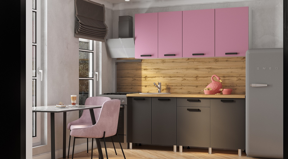 Кухня Осло, 1,8м Карбон Сакура/Карбон Вулкан