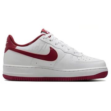 Nike Air FORCE 1 Детские Скейтборды, Низкие Белые и Красные кроссовки