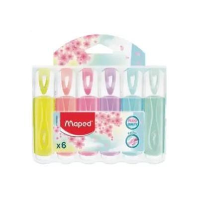 Набор текстовыделителей MAPED 6 шт., АССОРТИ, "FLUO PEP'S Pastel", линия 1-5 мм, 742558