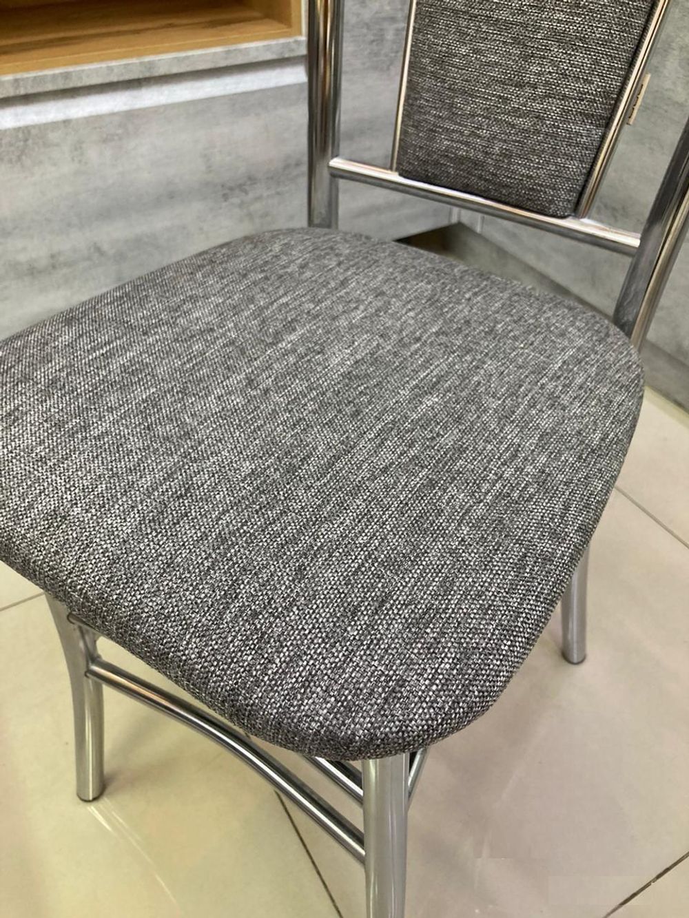 Стул Марсель каркас хром трапец. рогожка серая