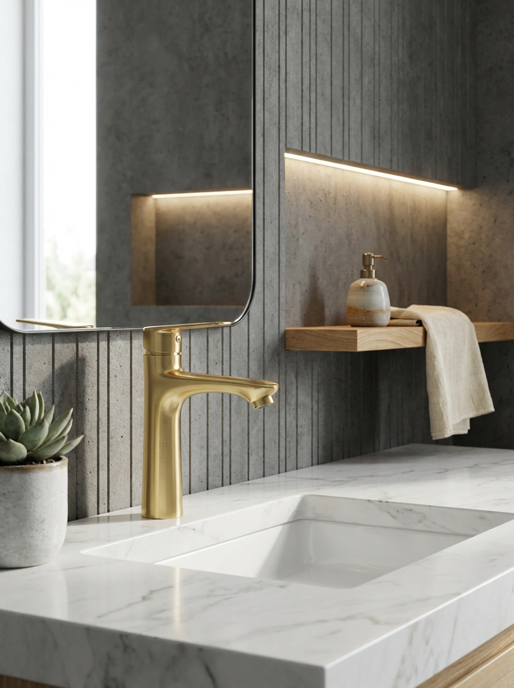 Смеситель для раковины DIWO Тула DW-TU03GM матовое золото