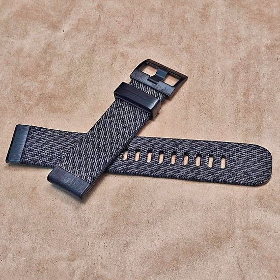 Ремешок 22 мм для Garmin нейлоновый жакардовое плетение, стальные тренчики (Серо-черный)
