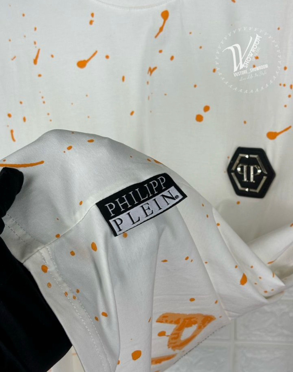 Футболка Philipp Plein Orange Skull премиум