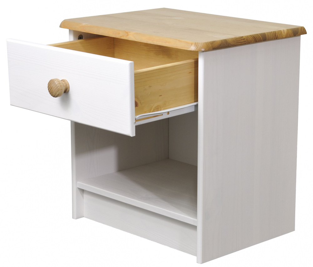 Dipriz Тумба прикроватная Хаба 1 ящик из массива сосны, белый/антик