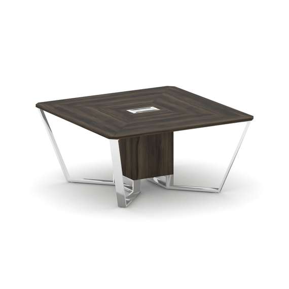 Steel Meet Стол переговорный квадратный MDK-PR.B.SP-08 Дуб Мали/Нержавеющая Сталь/Хром 1600*1600*750