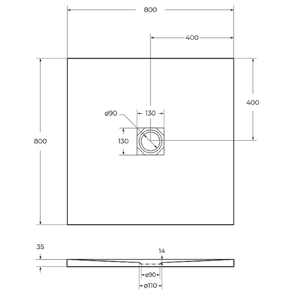 Душевой поддон из искусственного камня BelBagno Uno 80x80 TRAY-MR-UNO-A-80-35-W Белый