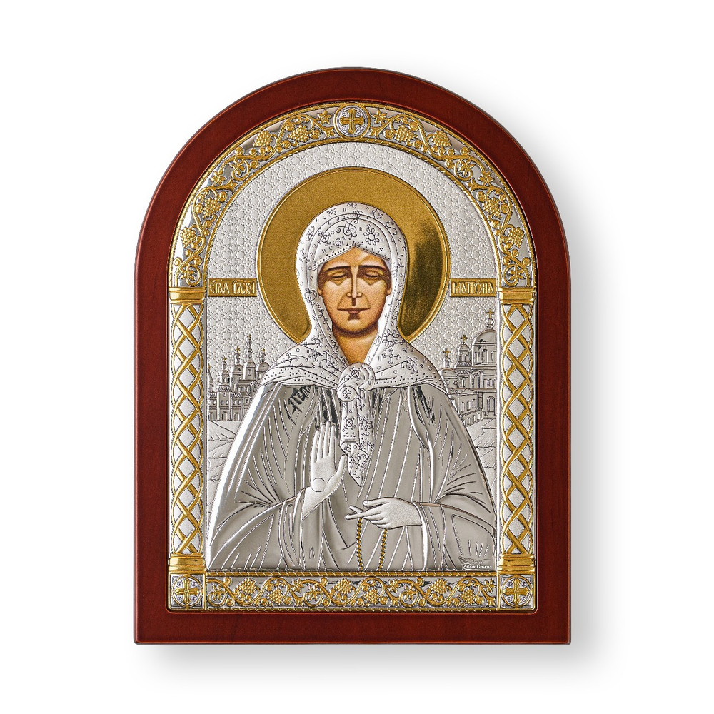 Матрона, икона арочная, красное дерево 150х200