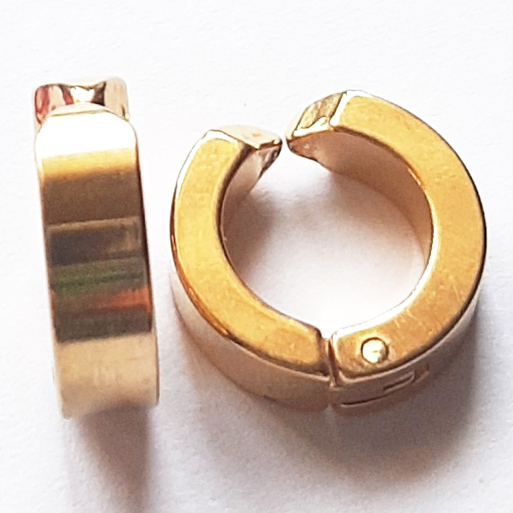 Клипсы кольца для имитации пирсинга ушей без прокола ( обманки) Медицинская сталь, золотое анодирование Цена за пару!