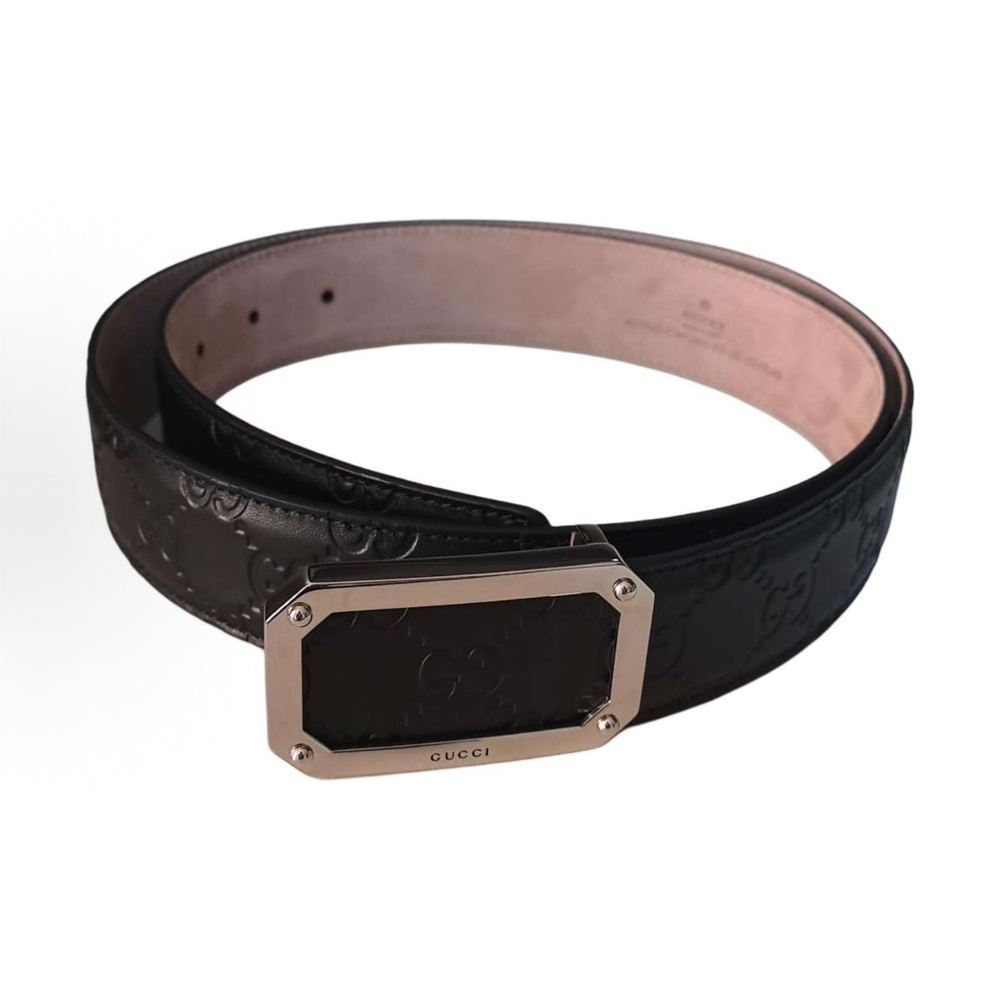 Кожаный ремень Gucci Black Signature Leather Belt