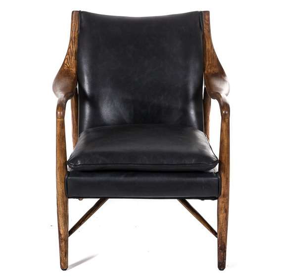 Кресло Finn Juhl Model 45, орех, черная кожа