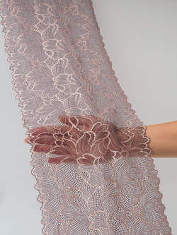 Эластичное кружево крокус с розовым ширина 22 см