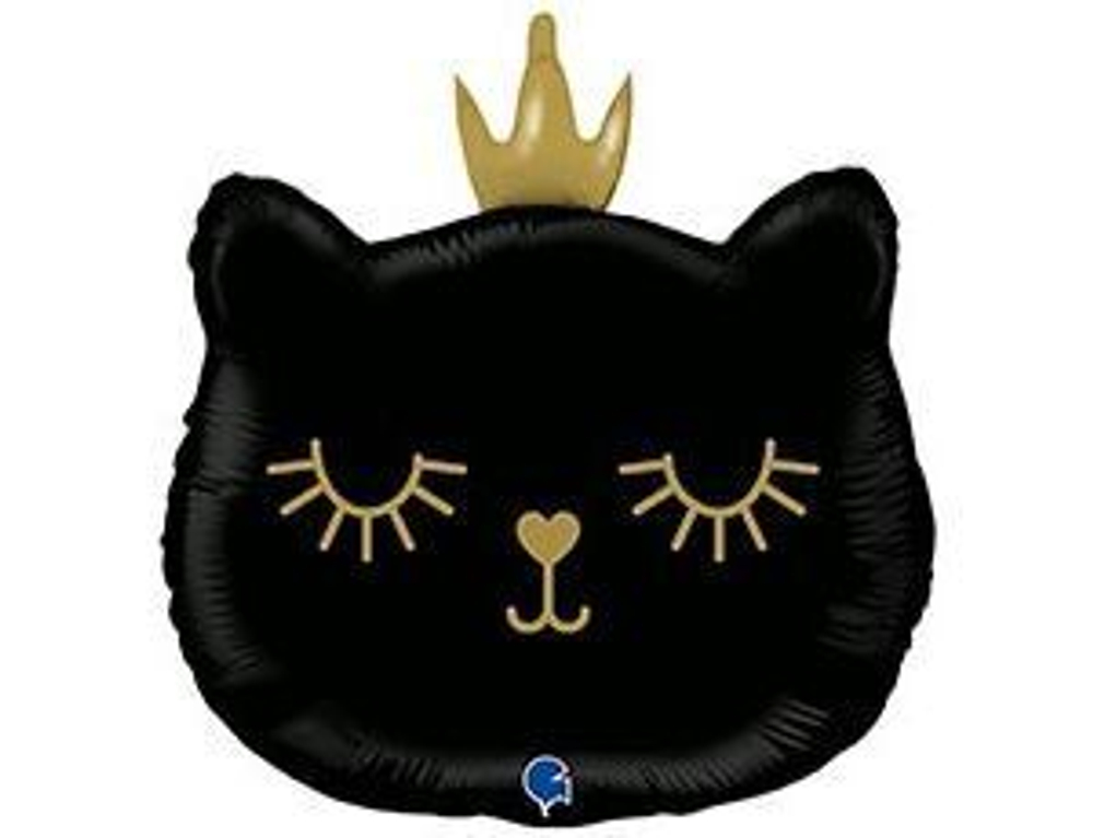 Г Фигура, Голова кошки черная в короне, 26"/66 см