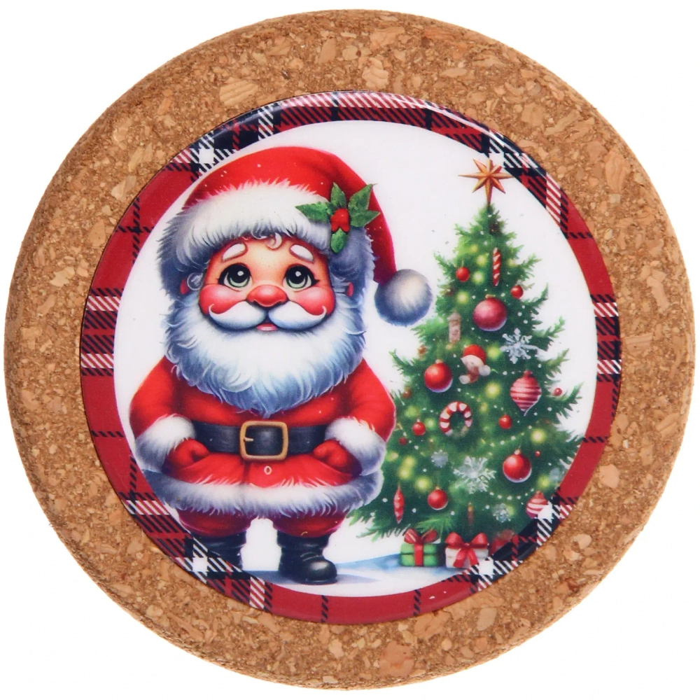 Подставка под кружку 10см «Дед Мороз у ёлки»