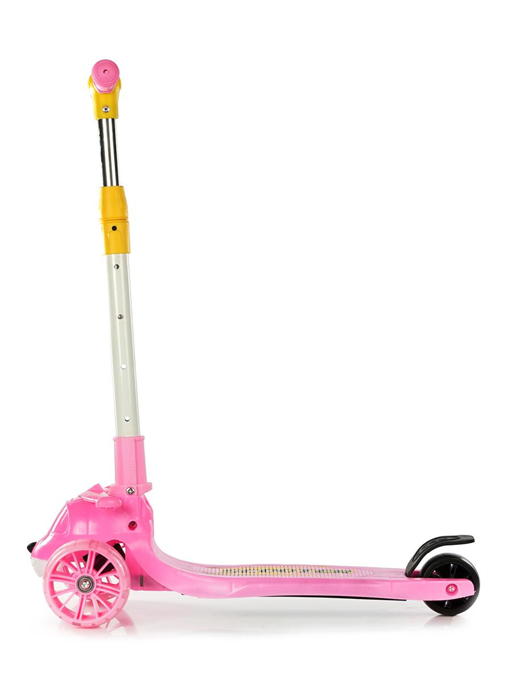 Самокат 3-колесный 56*28*83см，с музык.светом，складной，перед.колеса PU，зад.колесо PVC, 702