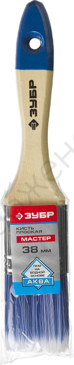 ЗУБР Аква 38 мм, 1,5'' светлая искусственная щетина, деревянная ручка, Плоская кисть, МАСТЕР (4-01007-038)