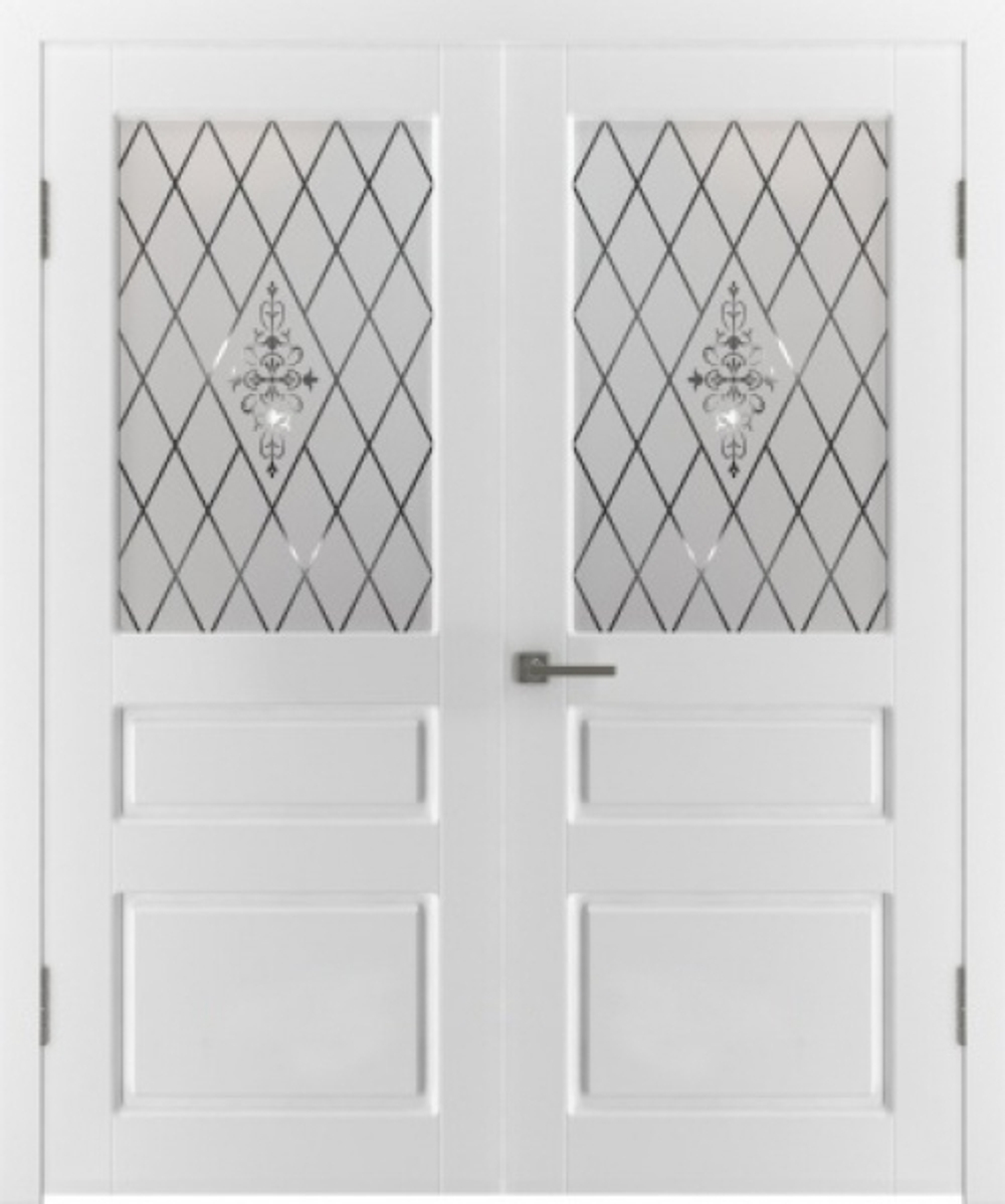 Межкомнатная дверь VFD Chester (Честер) 15ДО0 Polar,стекло (матировка с одной стороны) белая эмаль