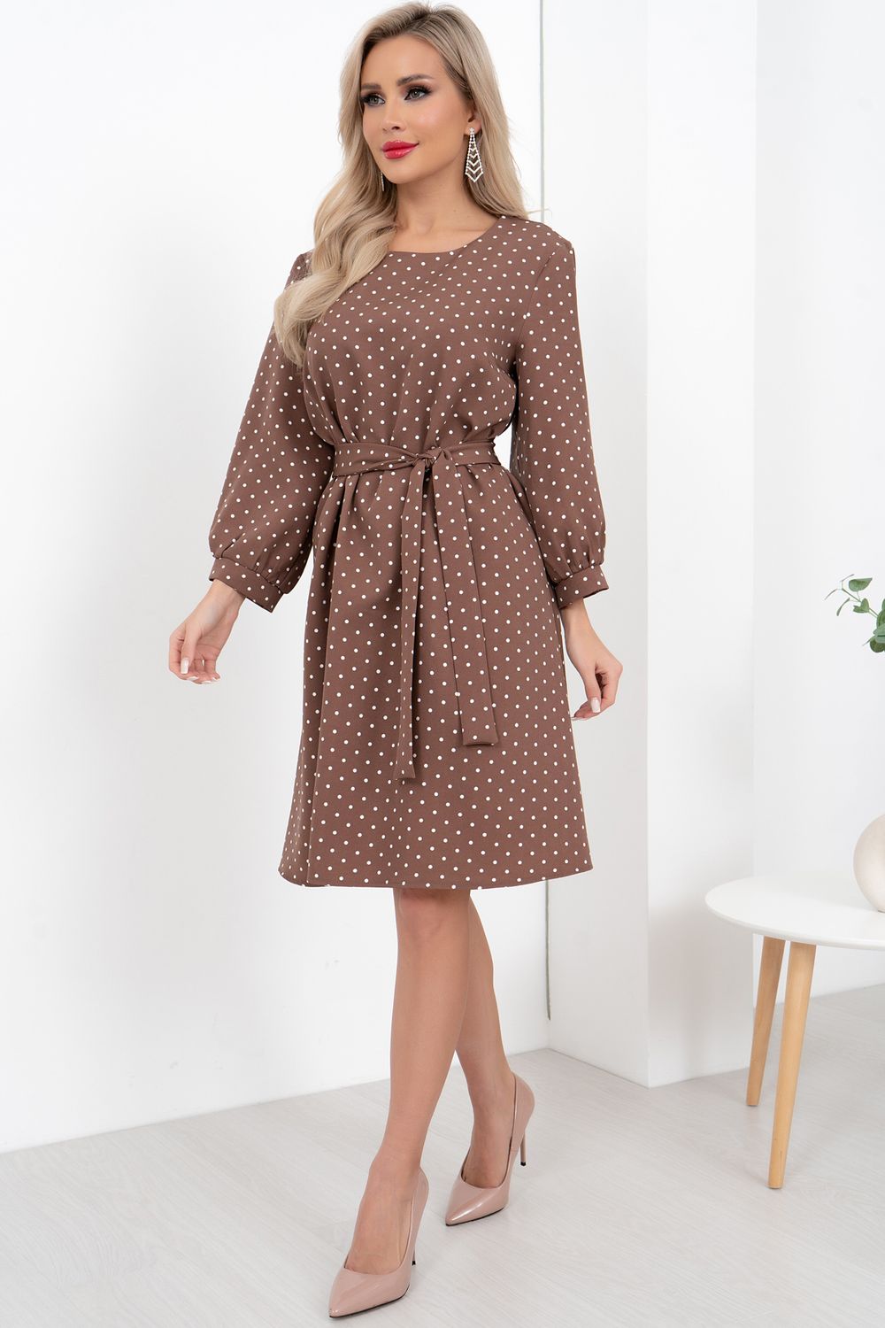 Платье Карина (бежевый/горох) Р11-2004/2 Nikol