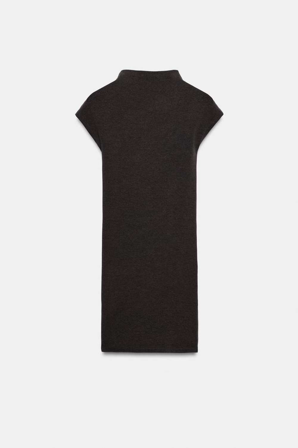 ZARA КОРОТКОЕ ПЛАТЬЕ С ВОРОТНИКОМ-СТОЙКОЙ, ШОКОЛАДНЫЙ