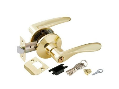 Замок ручка Золото с ключом,фиксатором 6020 РВ-Е