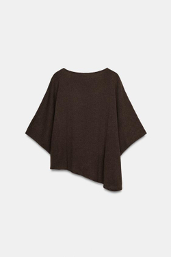 ZARA ТОП В РУСТИКАЛЬНОМ СТИЛЕ С КОРОТКИМИ РУКАВАМИ, КОРИЧНЕВЫЙ
