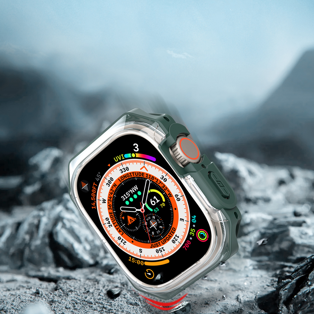 Чехол-бампер с зелеными рамками от Dux Ducis для часов Apple Watch Ultra 1 и 2, 49MM, Tamo Series Case