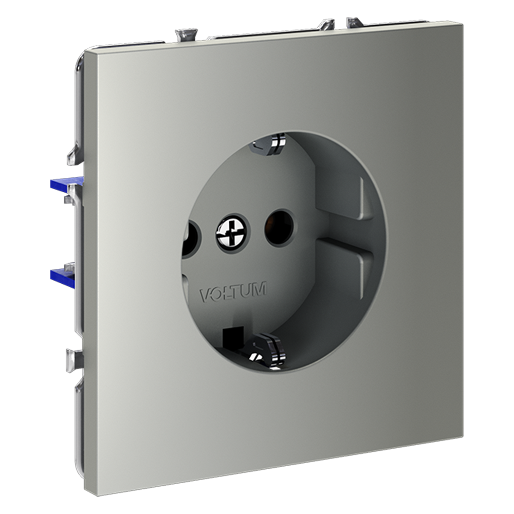 Розетка встраиваемая VOLTUM S70 с заземлением 16А, (сталь)
