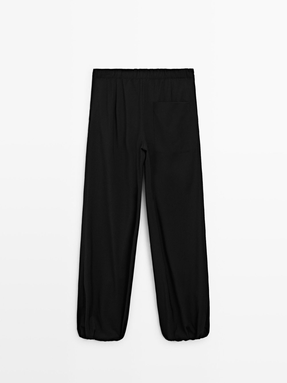 Massimo Dutti Шерстяные брюки-саруэль с завязками, черный