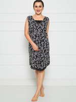 Платье без рукавов из вискозы в цветочный рисунок (Размер: XXL) (Цвет: черный)